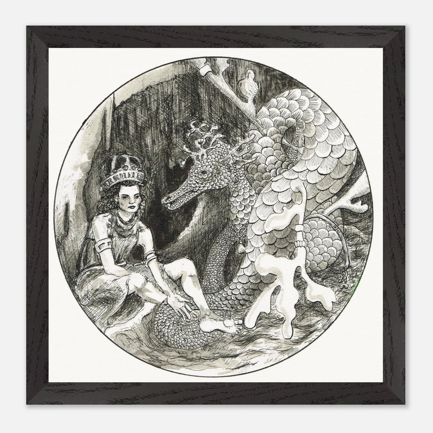 Mythical Dragon Drawings Ink and Etching Prints